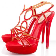 Sandale Christian Louboutin TroisRonds 140mm Roșu Mandarin