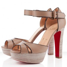Sandale Christian Louboutin Woodaola 120mm, culoare naturală Sandale Christian Louboutin Woodaola 120mm, culoare naturală
