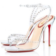 Sandale Christian Louboutin Icone A Clous 100mm argintii Sandale Christian Louboutin Icone A Clous 100mm argintii