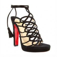 Sandale Christian Louboutin cu ciucuri 120mm negre