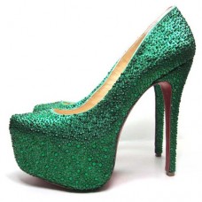 Pantofi cu platformă Christian Louboutin Daffodile 160mm, verde închis