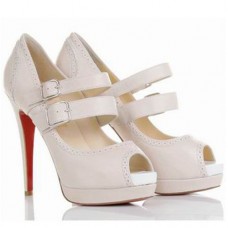 Pantofi Christian Louboutin Luly 140mm Mary Jane, albi Pantofi Christian Louboutin Luly 140mm Mary Jane, albi