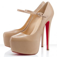 Pantofi Christian Louboutin Lady Daf 160mm Mary Jane, culoare nud