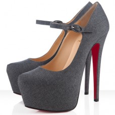 Pantofi Christian Louboutin Lady Daf 160mm Mary Jane gri deschis