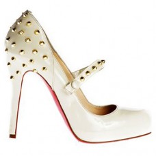 Pantofi Christian Louboutin Mad 120mm Mary Jane, albi Pantofi Christian Louboutin Mad 120mm Mary Jane, albi