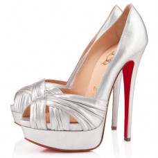 Pantofi Christian Louboutin Jenny 140mm cu vârf deschis, argintii