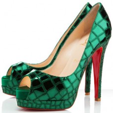 Pantofi Christian Louboutin Sobek 100mm cu vârf deschis, verzi Pantofi Christian Louboutin Sobek 100mm cu vârf deschis, verzi