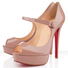 Pantofi Christian Louboutin Bana 140mm cu vârf deschis, culoare nud