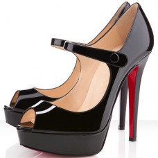 Pantofi Christian Louboutin Bana 140mm cu vârf deschis, negri