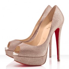 Pantofi Christian Louboutin Lady Peep Spikes 140mm cu vârf deschis, aurii