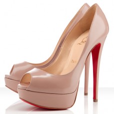 Pantofi Christian Louboutin Lady 140mm Peep Toe, nud