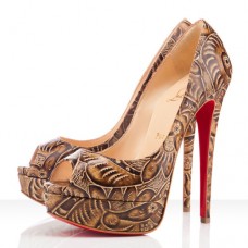 Pantofi Christian Louboutin Lady 140mm cu vârf deschis, culoare naturală
