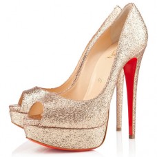 Pantofi Christian Louboutin Lady 140mm Peep Toe, nud