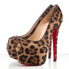 Pantofi Christian Louboutin Highness 160mm cu vârful deschis, cu imprimeu leopard