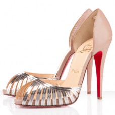 Pantofi Christian Louboutin Corpus 120mm Peep Toe Bej