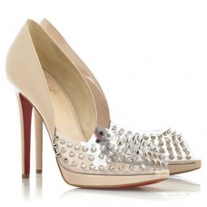 Pantofi Christian Louboutin Engin 120mm cu vârf deschis, culoare nud