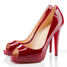 Pantofi cu toc înalt Christian Louboutin Very Prive 120mm, cu vârf deschis, roșii închis
