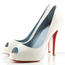 Pantofi cu toc înalt Christian Louboutin Very Prive 120mm, cu vârf deschis, alb-gălbui Pantofi cu toc înalt Christian Louboutin Very Prive 120mm, cu vârf deschis, alb-gălbui