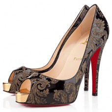 Pantofi cu toc înalt Christian Louboutin Very Prive 120mm, cu vârf deschis, aurii