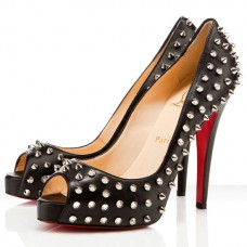 Pantofi Christian Louboutin Very Prive 120mm cu vârful deschis, negri Pantofi Christian Louboutin Very Prive 120mm cu vârful deschis, negri