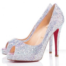 Pantofi Christian Louboutin Very Riche Strass 120mm cu vârful deschis și cristal Pantofi Christian Louboutin Very Riche Strass 120mm cu vârful deschis și cristal