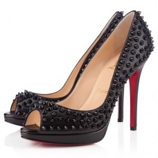 Pantofi Christian Louboutin Yolanda Spikes 120mm cu vârf deschis, negri Pantofi Christian Louboutin Yolanda Spikes 120mm cu vârf deschis, negri