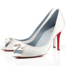 Pantofi Christian Louboutin Milady 80mm cu vârful deschis, alb-gălbui Pantofi Christian Louboutin Milady 80mm cu vârful deschis, alb-gălbui