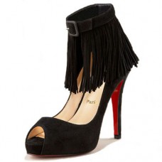 Pantofi Christian Louboutin scurti Tina Fringe 120mm pentru ocazii speciale, negri Pantofi Christian Louboutin scurti Tina Fringe 120mm pentru ocazii speciale, negri