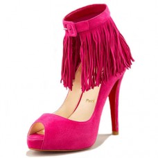 Pantofi Christian Louboutin scurti Tina Fringe 120mm roz pentru ocazii speciale Pantofi Christian Louboutin scurti Tina Fringe 120mm roz pentru ocazii speciale