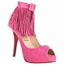 Pantofi Christian Louboutin scurti Tina Fringe 120mm roz pentru ocazii speciale Pantofi Christian Louboutin scurti Tina Fringe 120mm roz pentru ocazii speciale
