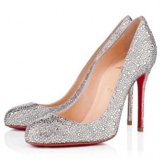 Pantofi Christian Louboutin Fifi Strass 100mm argintii Pantofi Christian Louboutin Fifi Strass 100mm argintii
