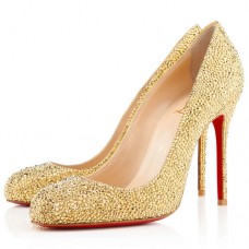 Pantofi Christian Louboutin Fifi Strass 100mm galbeni Pantofi Christian Louboutin Fifi Strass 100mm galbeni