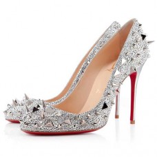 Pantofi Christian Louboutin Fifi Strass 100mm argintii Pantofi Christian Louboutin Fifi Strass 100mm argintii