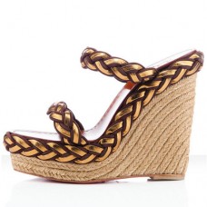 Pantofi cu platformă Christian Louboutin Cadena Tresse 140mm maro