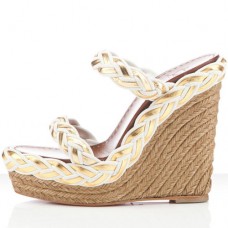 Pantofi cu platformă Christian Louboutin Cadena Tresse 140mm, albi