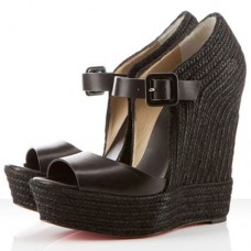 Pantofi cu platformă Christian Louboutin Praia Espadrile 140mm Negri Pantofi cu platformă Christian Louboutin Praia Espadrile 140mm Negri