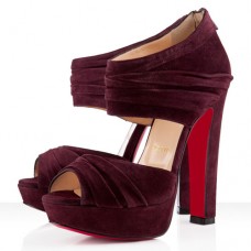Ghete Christian Louboutin cu aplicație 140 mm, culoare prună Ghete Christian Louboutin cu aplicație 140 mm, culoare prună