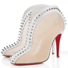Ghete Christian Louboutin Bourriche 100mm la gleznă, albe Ghete Christian Louboutin Bourriche 100mm la gleznă, albe