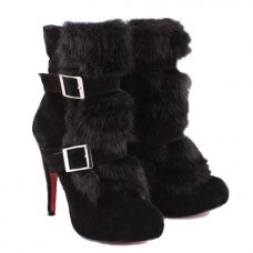 Ghete Christian Louboutin Toundra Fur 120mm negre Ghete Christian Louboutin Toundra Fur 120mm negre