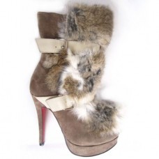 Ghete Christian Louboutin Toundra Fur 120mm maro Ghete Christian Louboutin Toundra Fur 120mm maro