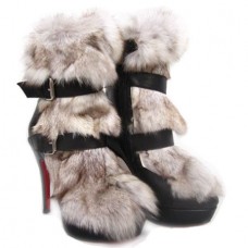 Ghete Christian Louboutin Toundra Fur 120mm negre