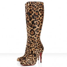 Cizme Christian Louboutin Bourge 100mm cu imprimeu leopard