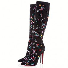 Cizme Christian Louboutin Pigalle Botta Strass 120mm Negre Cizme Christian Louboutin Pigalle Botta Strass 120mm Negre