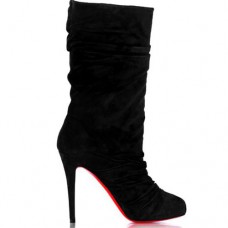 Cizme Christian Louboutin din velur Scrunch 100mm negre