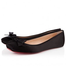 Balerini Christian Louboutin Boudoir din satin, negri Balerini Christian Louboutin Boudoir din satin, negri