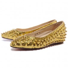 Balerini Christian Louboutin Pigalle cu crampoane, aurii Balerini Christian Louboutin Pigalle cu crampoane, aurii