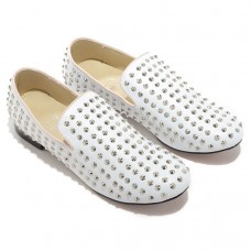 Mocasini Christian Louboutin cu crampoane, albi