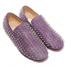 Mocasini Christian Louboutin cu crampoane, culoare parme