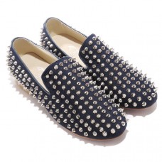 Mocasini Christian Louboutin cu crampoane, albaștri