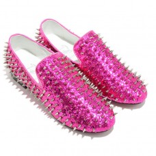 Mocasini Christian Louboutin cu crampoane și talpe Rose Matador